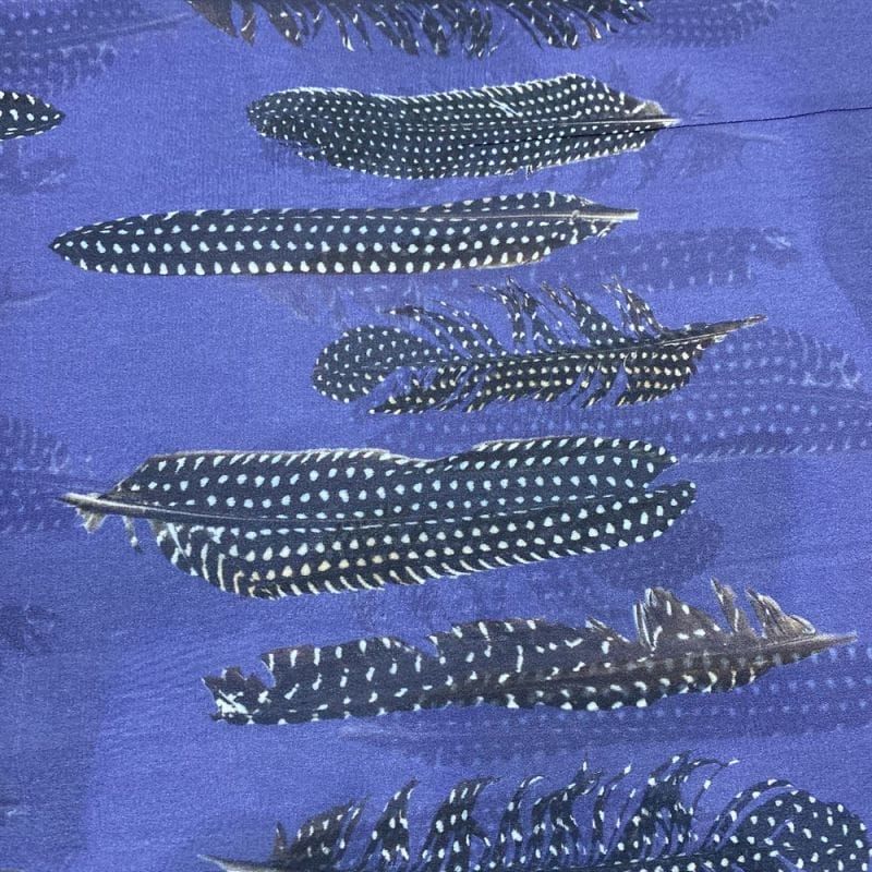 Musseline Floral Penas Azul • Luema Tecidos