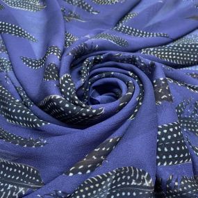 Musseline Floral Penas Azul Musseline Floral Penas Azul • Luema Tecidos 2