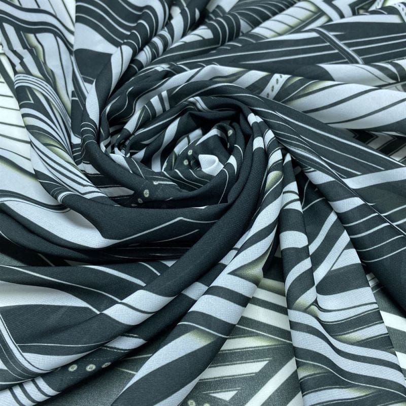 Musseline Estampado Abstract Lines • Luema Tecidos