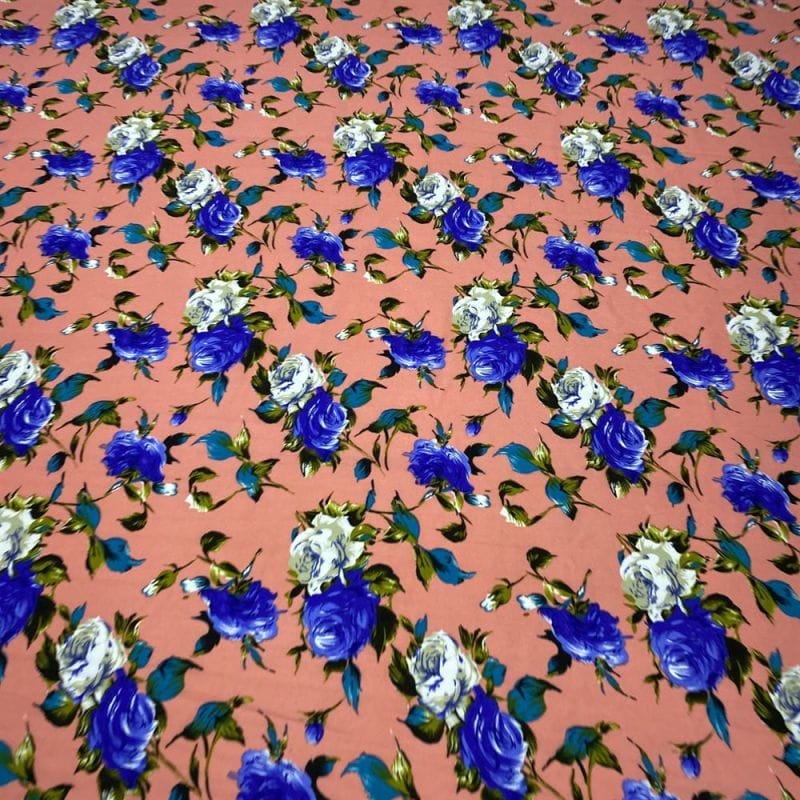 Musseline Estampado Floral Azul • Luema Tecidos