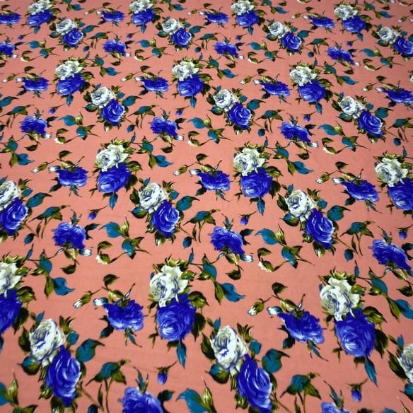 Musseline Estampado Floral Azul • Luema Tecidos