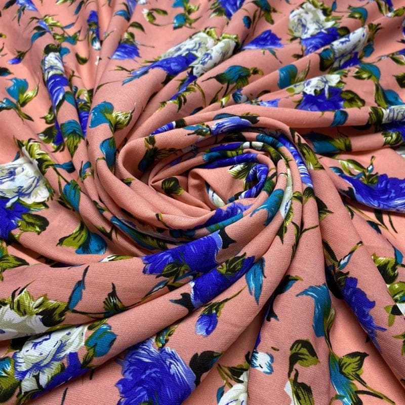 Musseline Estampado Floral Azul • Luema Tecidos