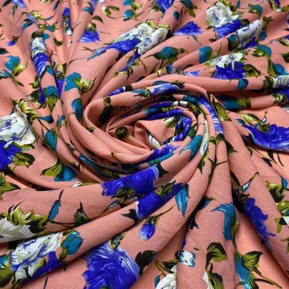 Musseline Estampado Floral Azul • Luema Tecidos