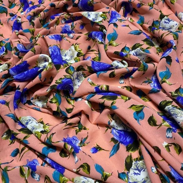 Musseline Estampado Floral Azul • Luema Tecidos