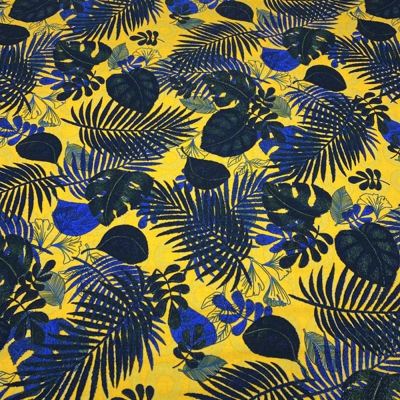 Linho Misto Floral Amarelo • Luema Tecidos