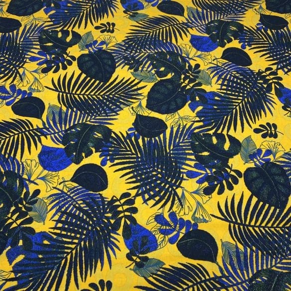 Linho Misto Floral Amarelo • Luema Tecidos