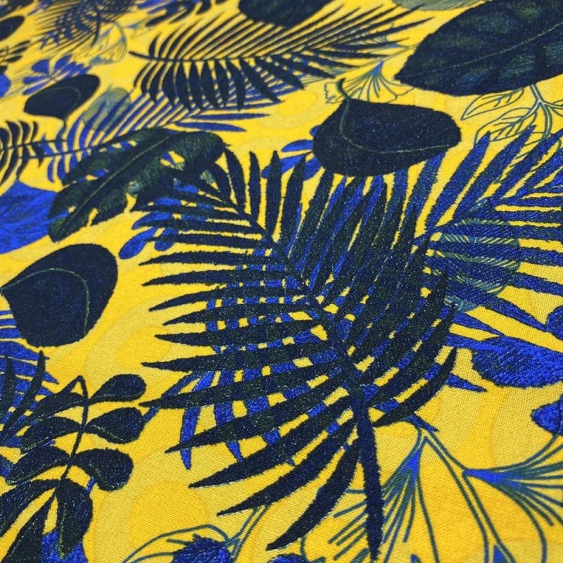 Linho Misto Floral Amarelo • Luema Tecidos