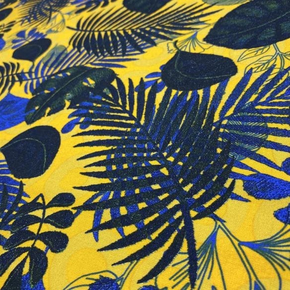 Linho Misto Floral Amarelo • Luema Tecidos