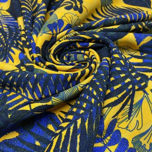 Linho Misto Floral Amarelo • Luema Tecidos