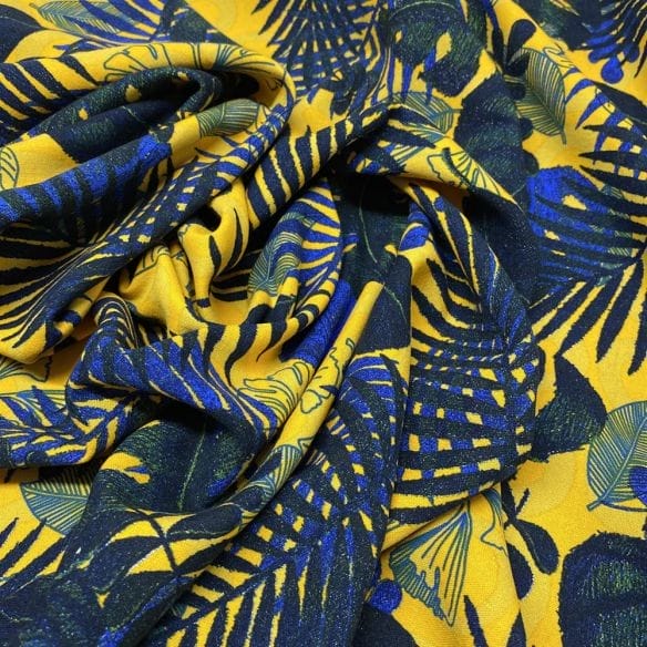 Linho Misto Floral Amarelo • Luema Tecidos