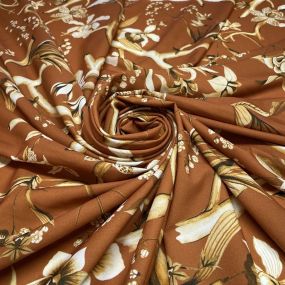 Crepe de Chine Floral Pássaros Marrom Crepe de Chine Floral Pássaros Marrom • Luema Tecidos 2