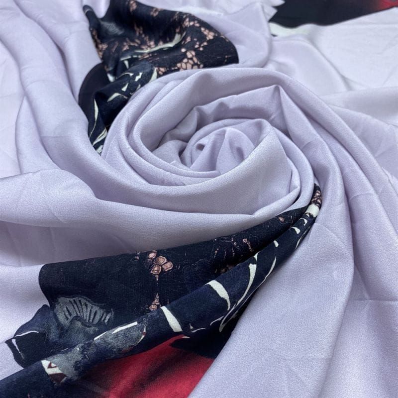 Tecido Crepe de Chine Seda Pura Panô Lavanda • Luema Tecidos