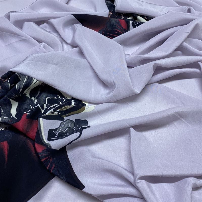 Tecido Crepe de Chine Seda Pura Panô Lavanda • Luema Tecidos