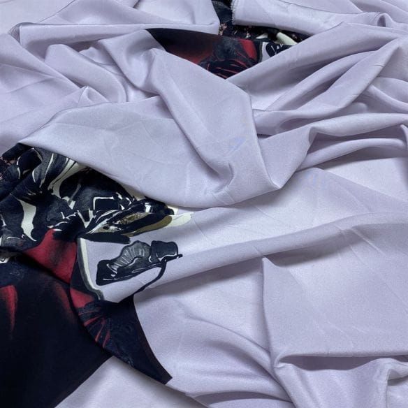 Tecido Crepe de Chine Seda Pura Panô Lavanda • Luema Tecidos