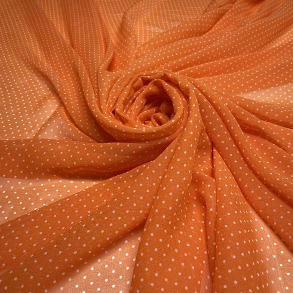Musseline de Seda Pura Poá Laranja • Luema Tecidos Musseline de Seda Pura Poá Laranja • Luema Tecidos