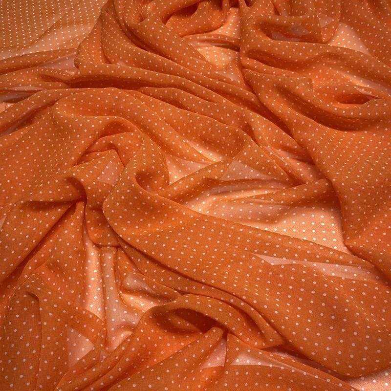 Musseline de Seda Pura Poá Laranja • Luema Tecidos Musseline de Seda Pura Poá Laranja • Luema Tecidos