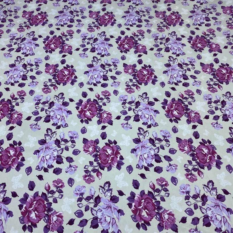 Sarja Estampada Floral Roxo • Luema Tecidos