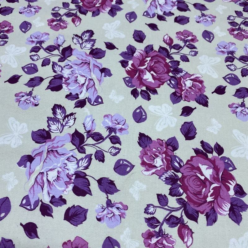 Sarja Estampada Floral Roxo • Luema Tecidos