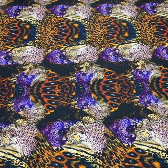 Sarja Estampada Onça Roxo • Luema Tecidos