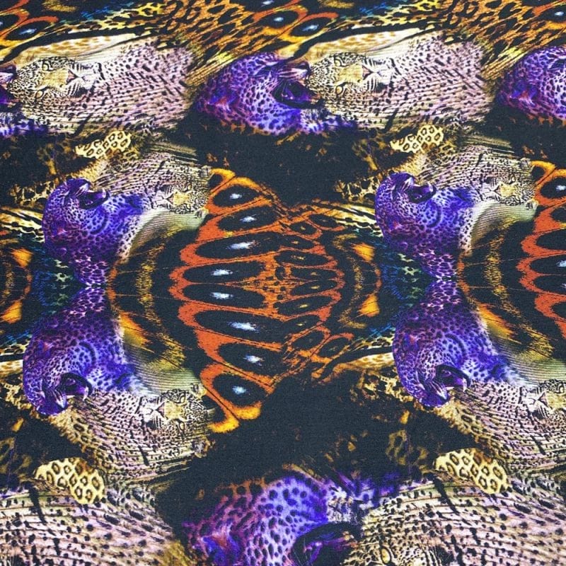 Sarja Estampada Onça Roxo • Luema Tecidos
