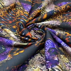 Sarja Estampada Onça Roxo Sarja Estampada Onça Roxo • Luema Tecidos 2