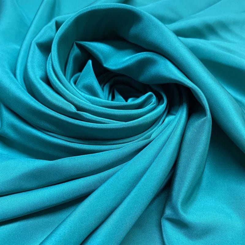Tecido Crepe de Chine Seda Pura Verde Turquesa • Luema Tecidos