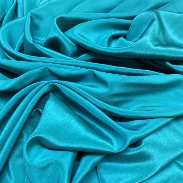 Tecido Crepe de Chine Seda Pura Verde Turquesa • Luema Tecidos