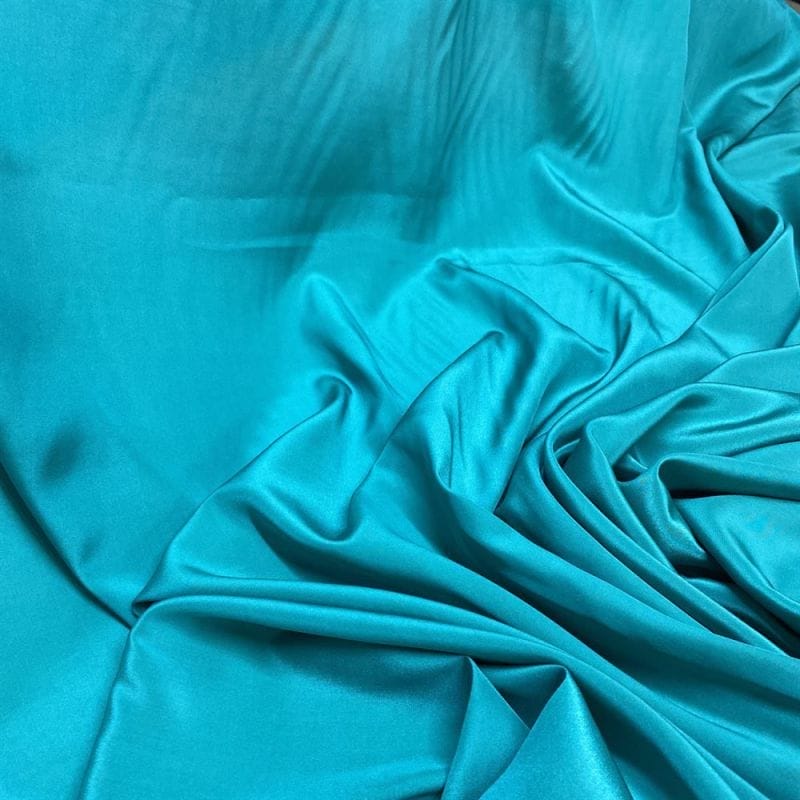 Tecido Crepe de Chine Seda Pura Verde Turquesa • Luema Tecidos
