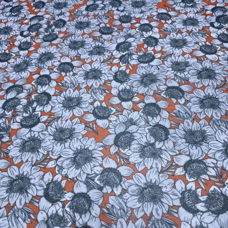 Musseline Estampado Floral Sombai Laranja • Luema Tecidos