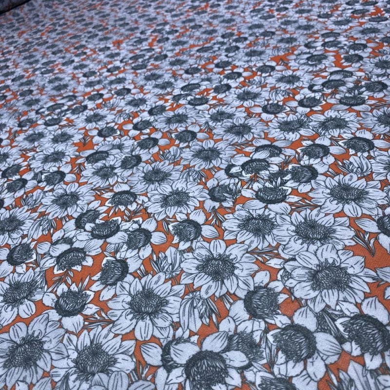 Musseline Estampado Floral Sombai Laranja • Luema Tecidos