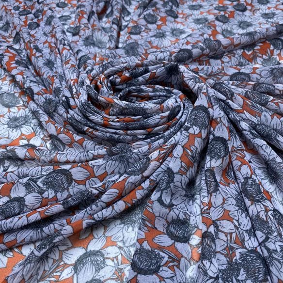 Musseline Estampado Floral Sombai Laranja • Luema Tecidos
