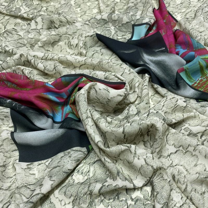 Crepe de Chine Quadros ANML • Luema Tecidos