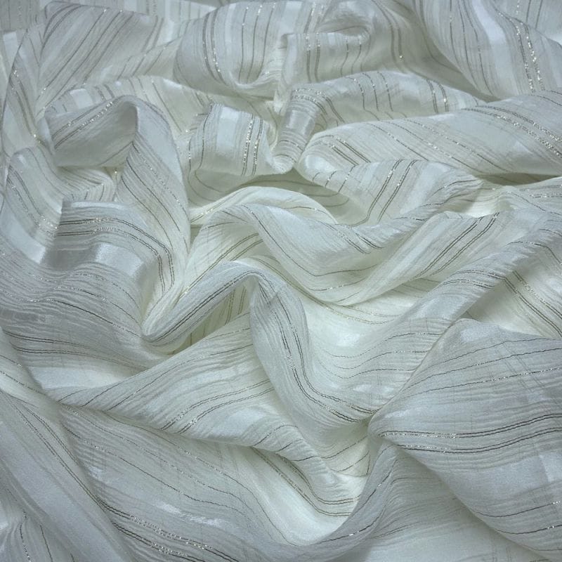 Musseline de Seda Pura Off White Lurex • Luema Tecidos Musseline de Seda Pura Off White Lurex • Luema Tecidos