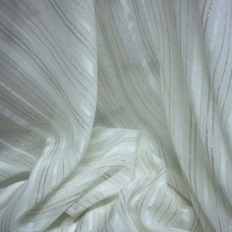 Musseline de Seda Pura Off White Lurex • Luema Tecidos Musseline de Seda Pura Off White Lurex • Luema Tecidos
