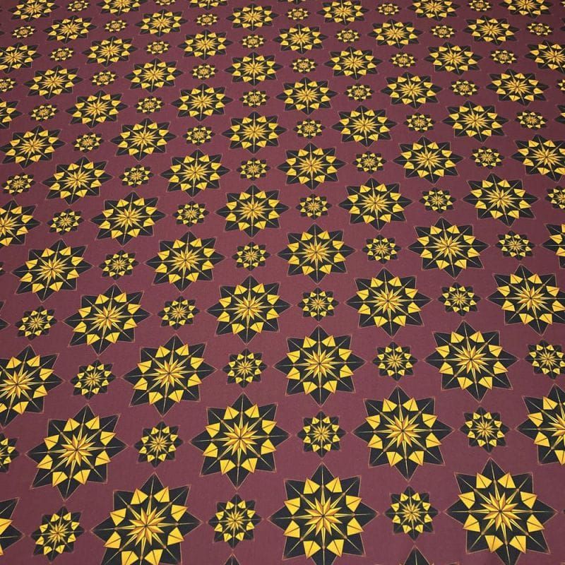 Crepe de Chine Fractal Vinho • Luema Tecidos