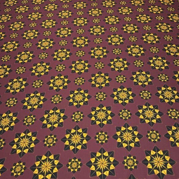 Crepe de Chine Fractal Vinho • Luema Tecidos