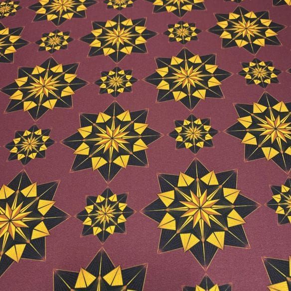 Crepe de Chine Fractal Vinho • Luema Tecidos