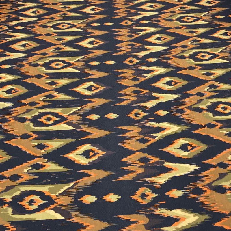 Crepe de Chine Estampado Preto e Marrom • Luema Tecidos