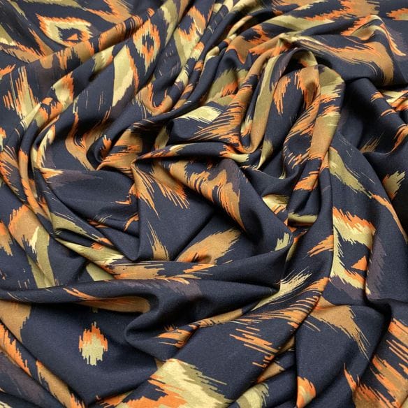 Crepe de Chine Estampado Preto e Marrom • Luema Tecidos