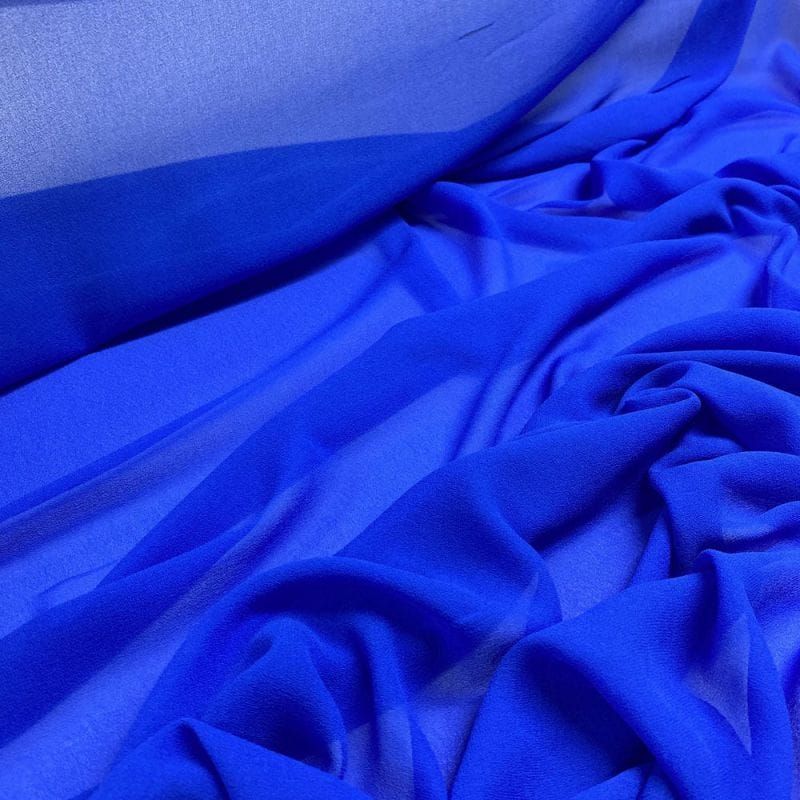 Musseline de Seda Pura Azul Royal • Luema Tecidos
