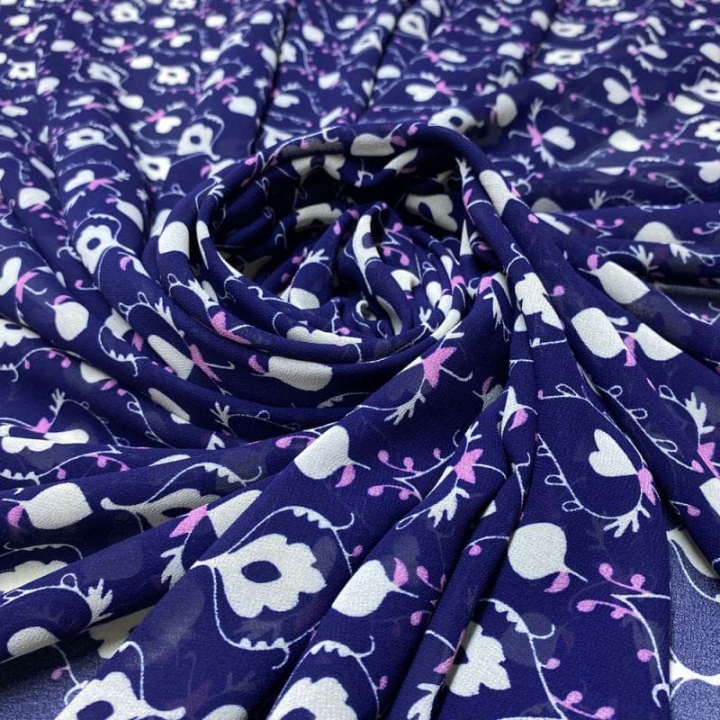 Musseline Estampado ANML Azul • Luema Tecidos