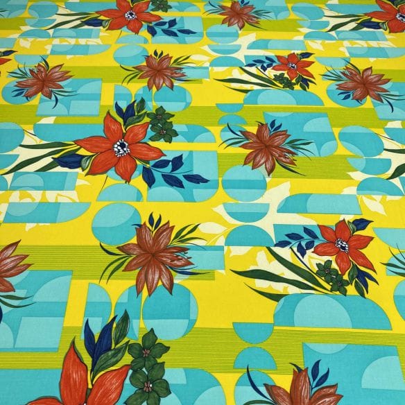 Viscose Geométrico Floral Amarelo • Luema Tecidos