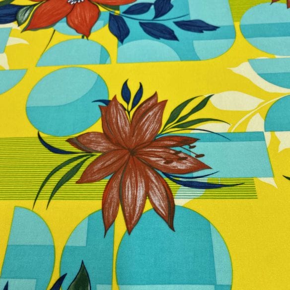 Viscose Geométrico Floral Amarelo • Luema Tecidos