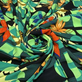 Viscose Geométrico Floral Verde Viscose Geométrico Floral Verde • Luema Tecidos