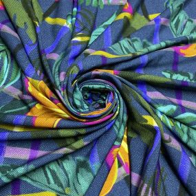 Viscose Estampada Floral Azul Hibiscos Viscose Estampada Floral Azul Hibiscos • Luema Tecidos