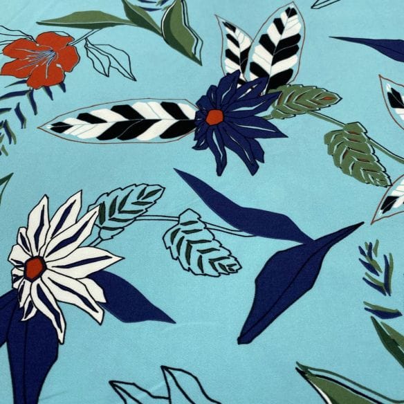 Crepe Viscose Estampada Azul Céu • Luema Tecidos Crepe Viscose Estampada Azul Céu • Luema Tecidos