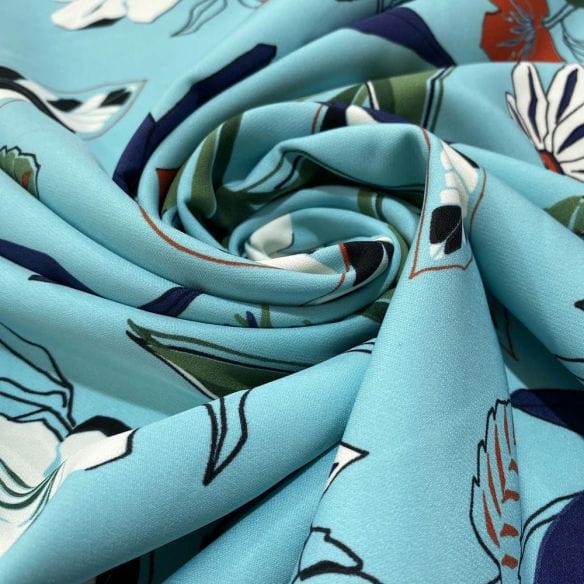 Crepe Viscose Estampada Azul Céu • Luema Tecidos Crepe Viscose Estampada Azul Céu • Luema Tecidos