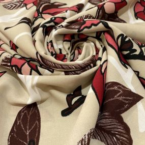 Crepe Viscose Estampada Bege e Vermelho Crepe Viscose Estampada Bege e Vermelho • Luema Tecidos 2