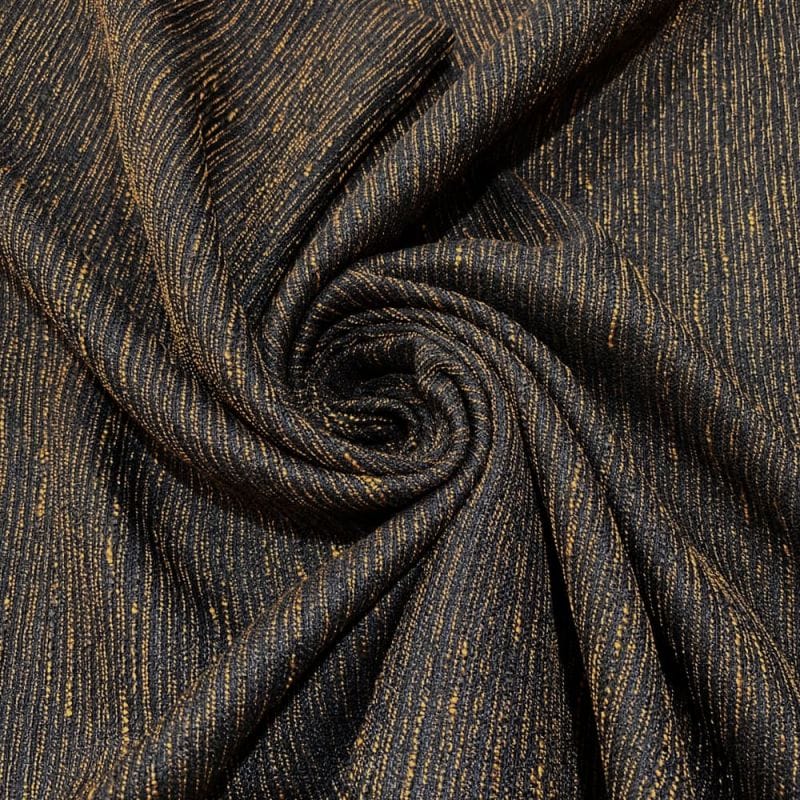Tweed Preto Risca Marrom • Luema Tecidos