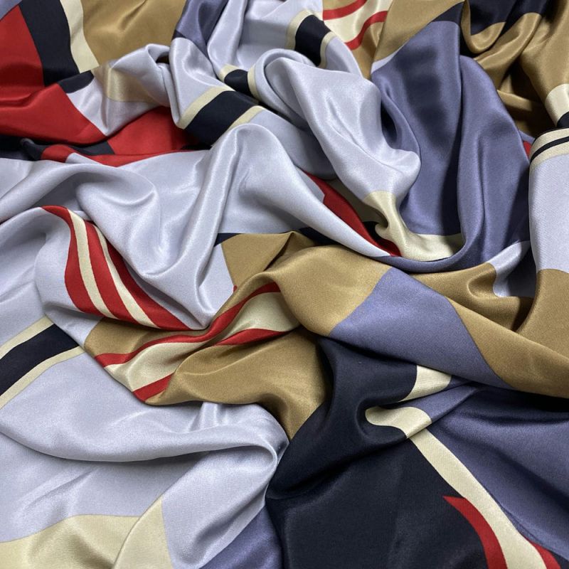 Tecido Crepe de Chine Seda Pura Geométrico • Luema Tecidos Tecido Crepe de Chine Seda Pura Geométrico • Luema Tecidos